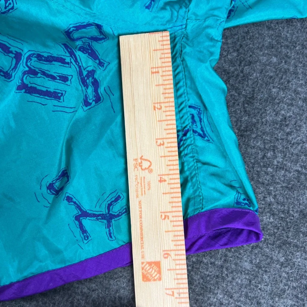 Vintage 90s Umbro Shorts Mens Large Teal Nylon Graphic Print Made in USA